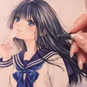 葉*月様 ＊桜舞う教室で＊手描きイラスト＊原画＊男の子＊制服＊色紙