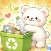 リサイクルを心がけたいクマさんの画像