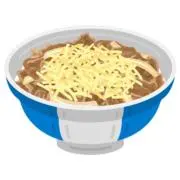 三色チーズ牛丼の特盛りに温玉付き