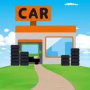 丘の上のカーショップの画像