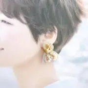 インド刺繍リボン×ボタンピアスイヤリングの画像