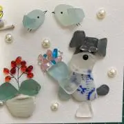 シュナウザーのごはんの時間 うちの子シーグラスアート 犬 ペット