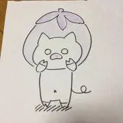 なすを被ったぶたの画像