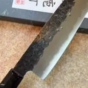 祥太郎作 和牛刀 本焼 白紙鋼 富士山 8寸 全鏡面 包丁 紫檀水牛八角柄