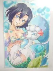 アシレーヌ擬人化イラスト 人魚姫 オリジナル 手描きイラスト ウ*パ様 アシレーヌ擬人化イラスト 人魚姫 オリジナル 手描きイラスト